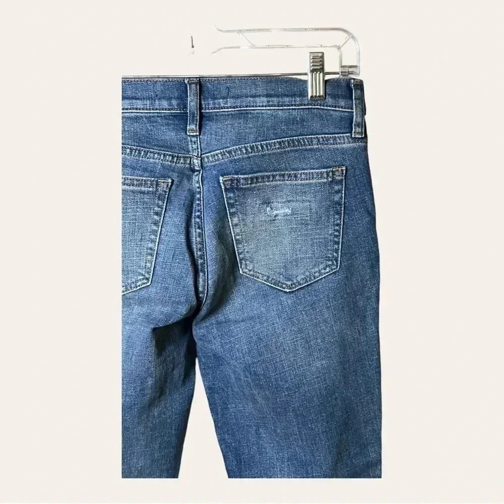 0826. GAP DENIM JEANS 26‎ REGULAR REAL STRAIGHT DISTRESSED WITH PLAID PATCHES